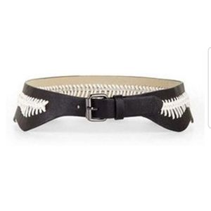 BCBG Scalloped Braided Belt Black